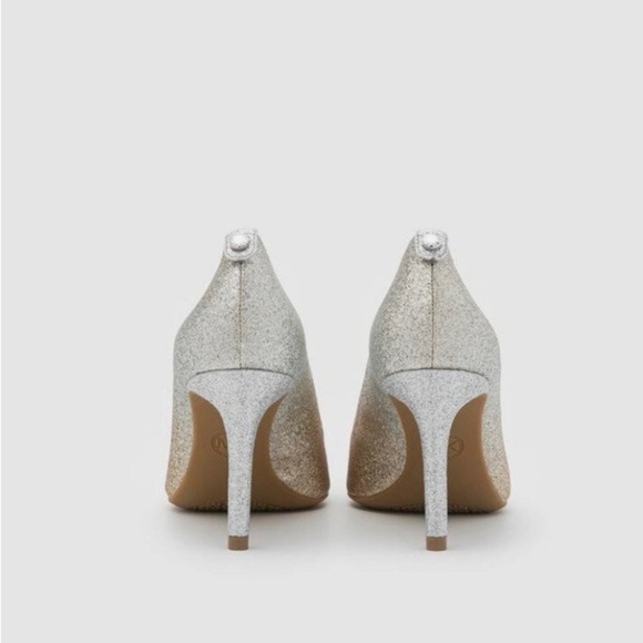 MICHAEL KORS DOROTHY SILVER GOLD ombre DEGRADÉ GLITTER flex pump heels size 10 - Picture 9 of 14